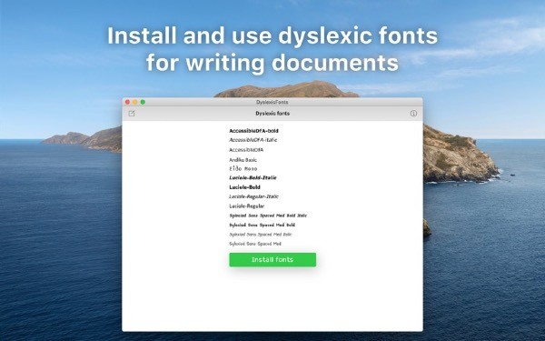 Dyslexia fonts Mac
