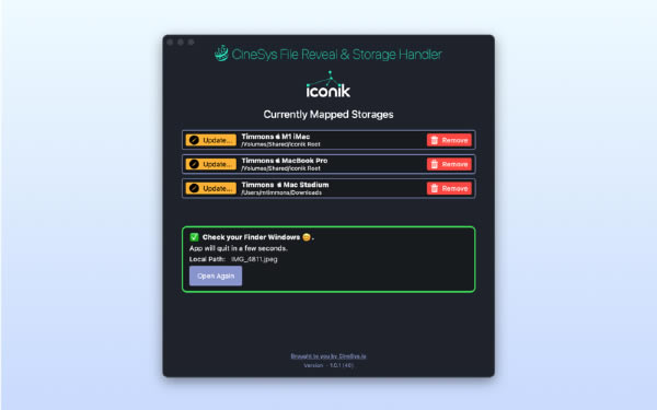 CineSys File Reveal Mac