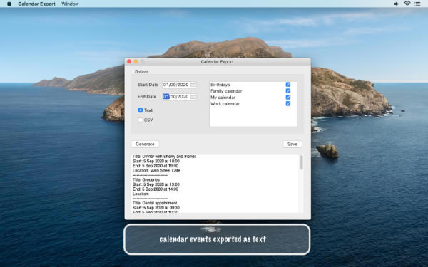 Calendar Export Mac
