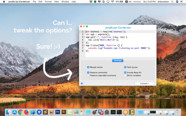 JavaScript Condenser Mac