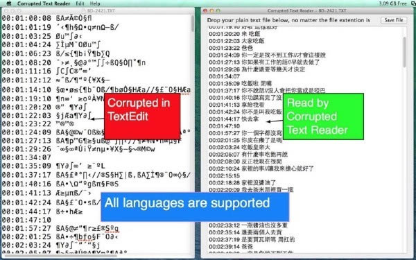 Corrupted Text Reader Mac