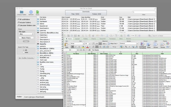 File list to Excel Mac